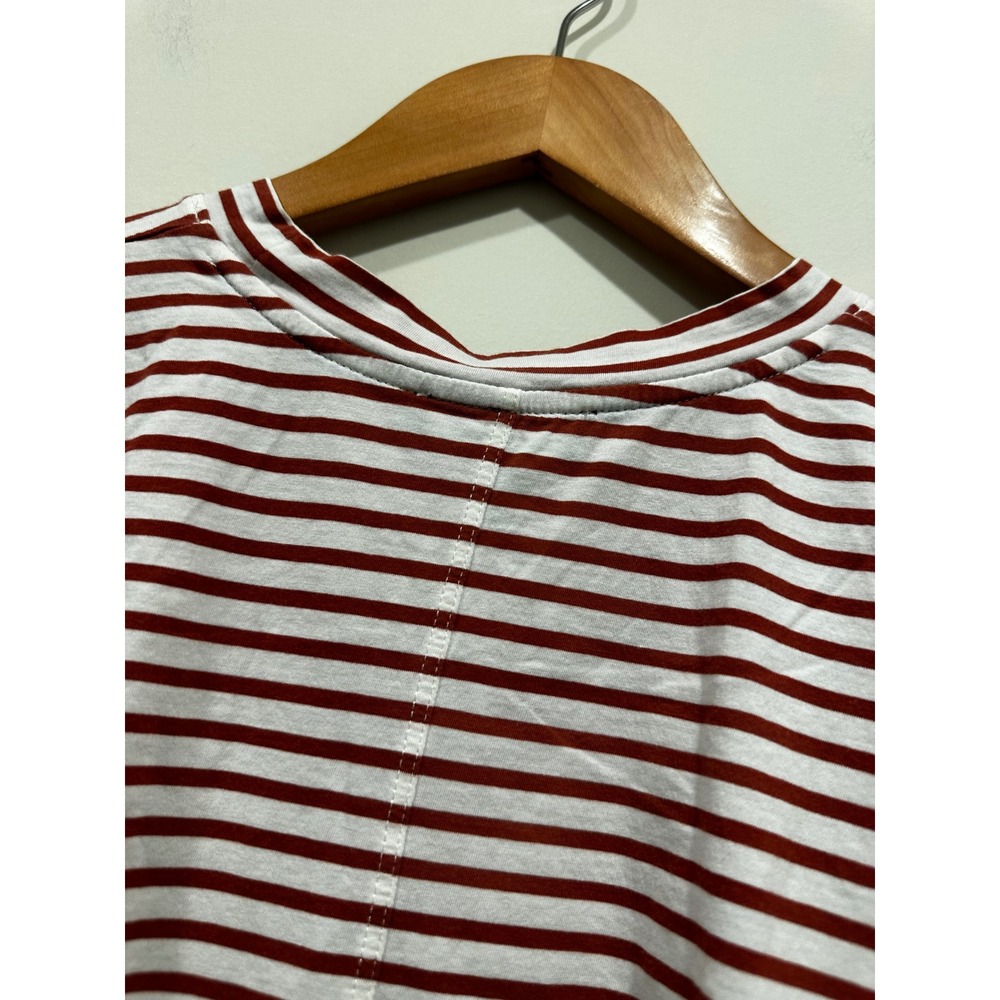 AYR Red White Striped Pima Cotton Sleeveless Muscle Tee Shirt Women L - Picture 5 of 5